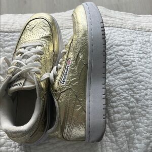 Reebok Metallic Gold Sneakers with White Accents